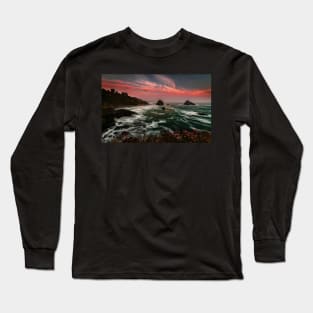 Sunset at a Rocky Beach Long Sleeve T-Shirt